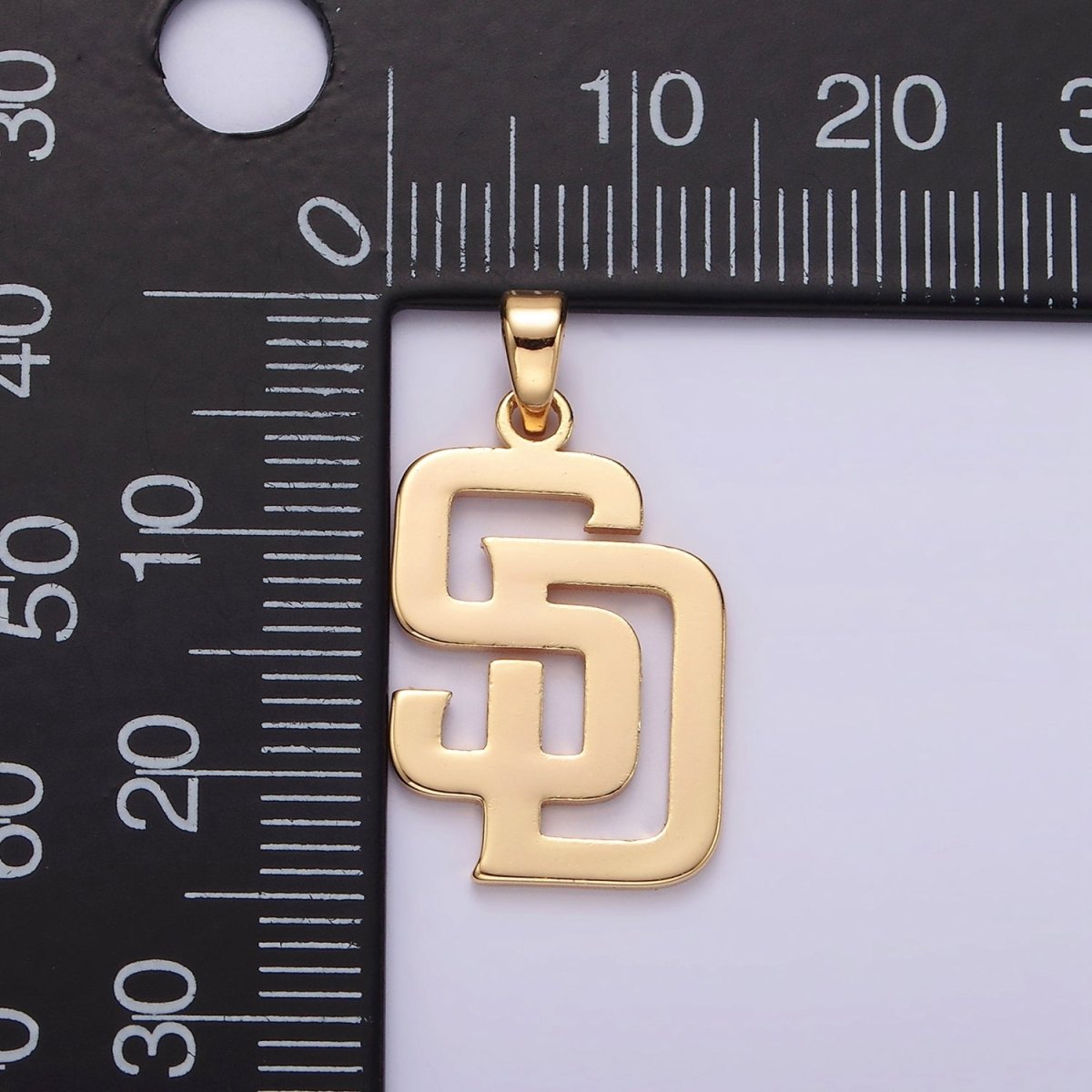 16K Gold Filled San Diego Padres "SD" Baseball Script Minimalist Pendant | N1304 - DLUXCA