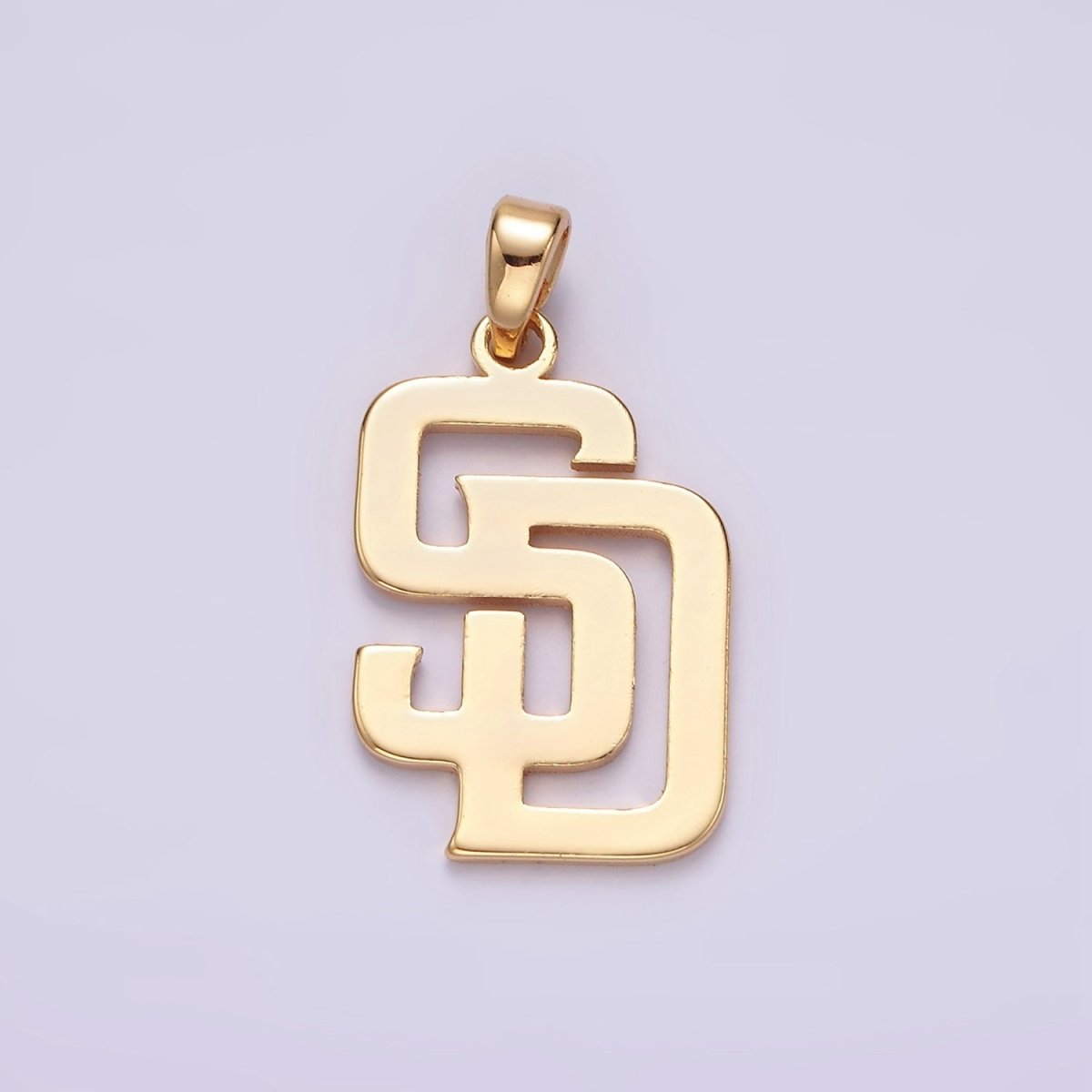 16K Gold Filled San Diego Padres "SD" Baseball Script Minimalist Pendant | N1304 - DLUXCA