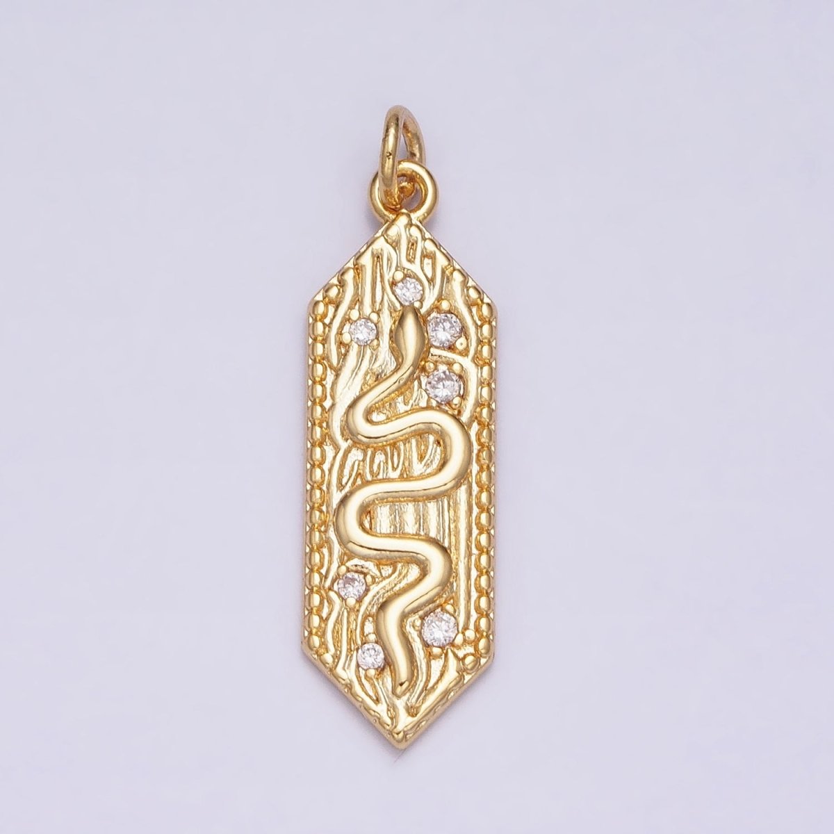 16K Gold Filled Serpent Snake Wood Tree Textured Nature Charm | AC1162 - DLUXCA