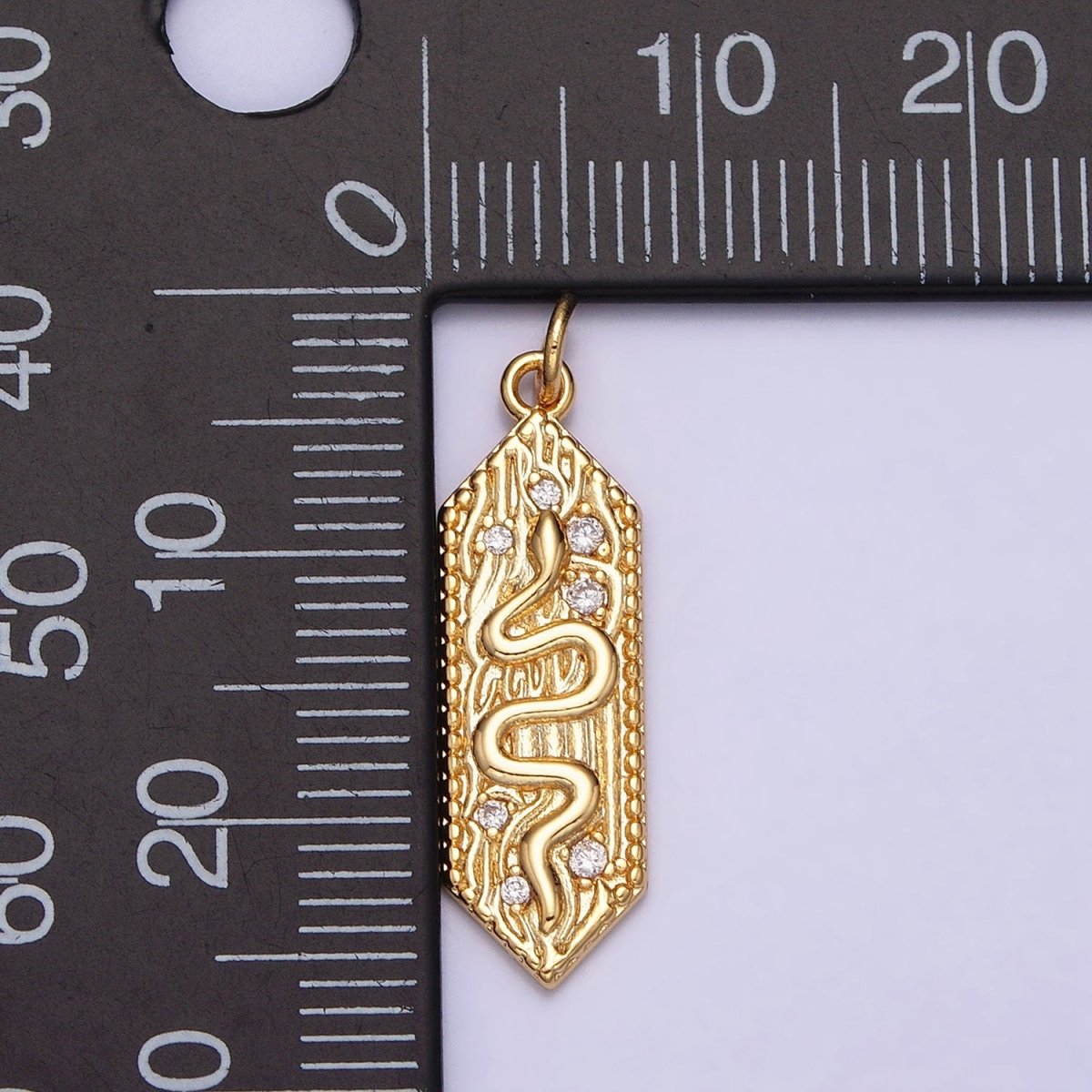 16K Gold Filled Serpent Snake Wood Tree Textured Nature Charm | AC1162 - DLUXCA