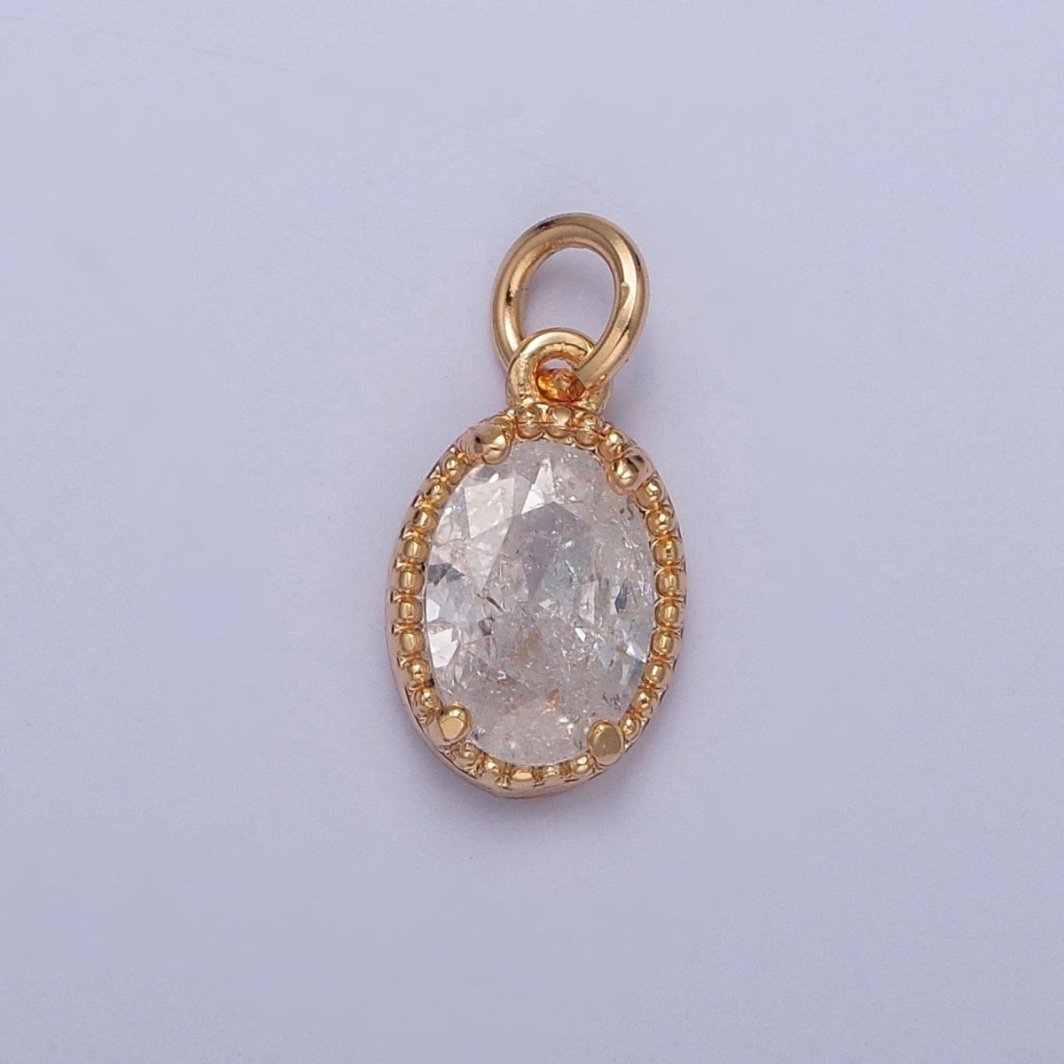 16K Gold Filled Sparkly Pastel Oval Cubic Zirconia Charm Jewelry Making Component | X-273-X-276 - DLUXCA