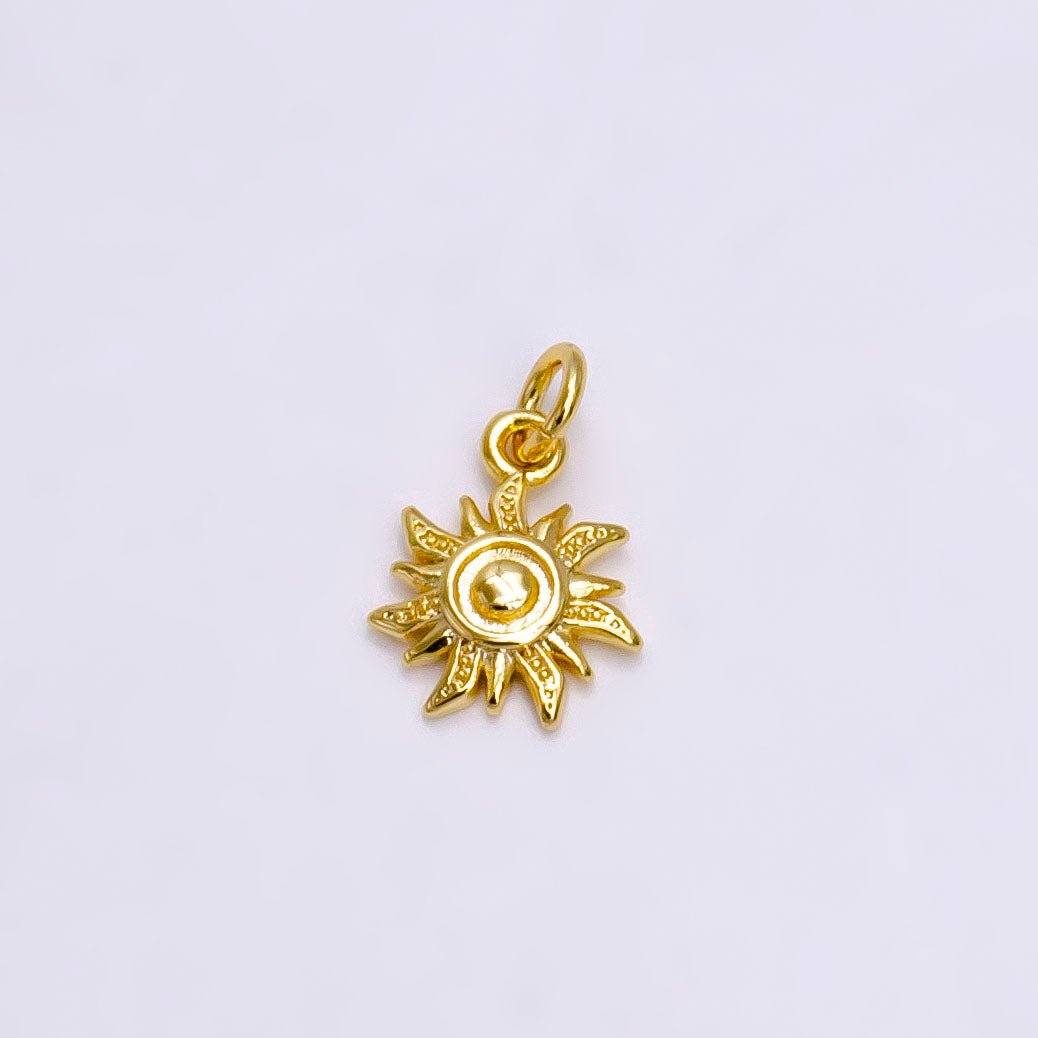 16K Gold Filled Spiral Celestial Sun Ray Dotted Minimalist Add-On Charm | AC-1171 - DLUXCA