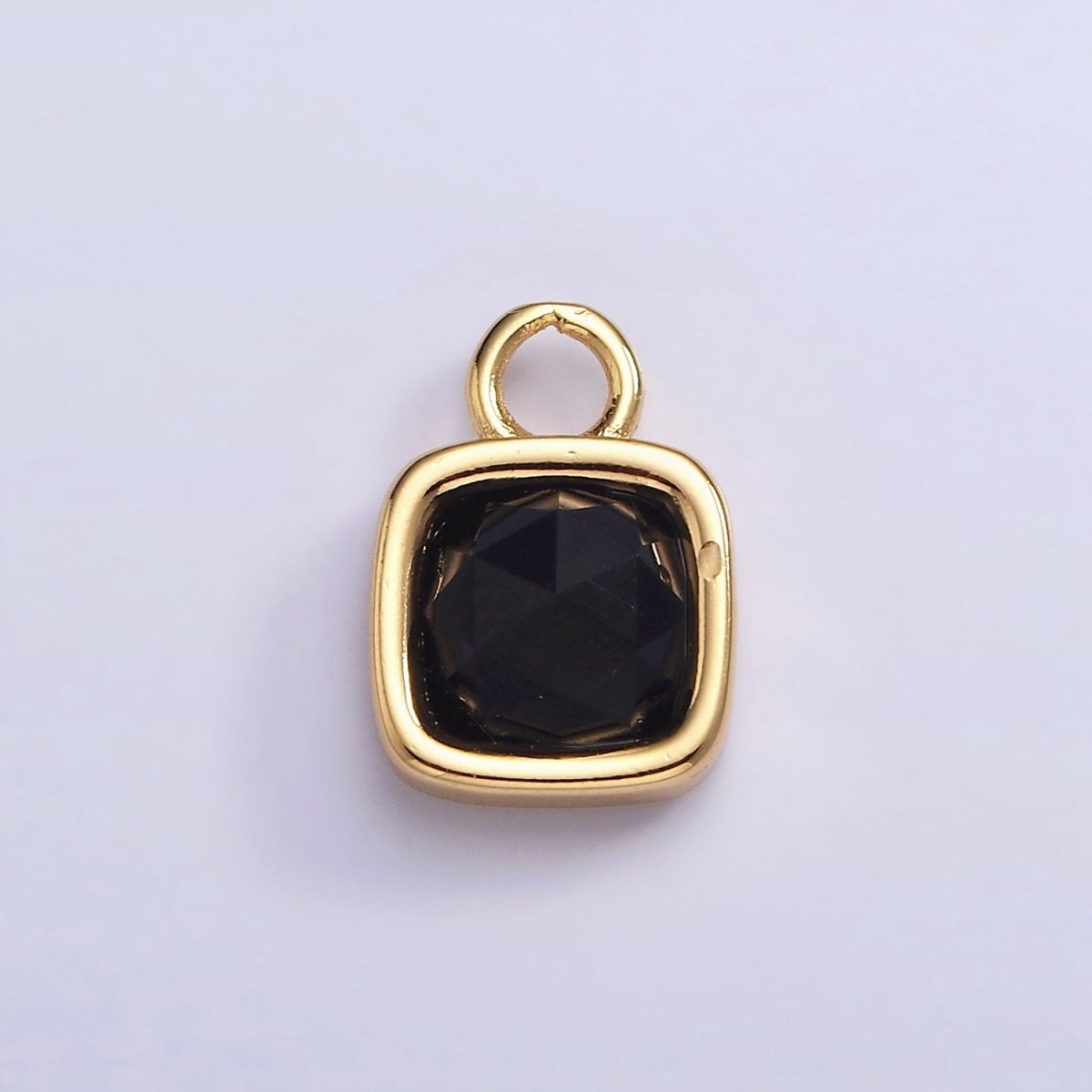 16K Gold Filled Square Multifaceted Natural Gemstone Personalized Add-On Charm | AC1466 - AC1478 - DLUXCA