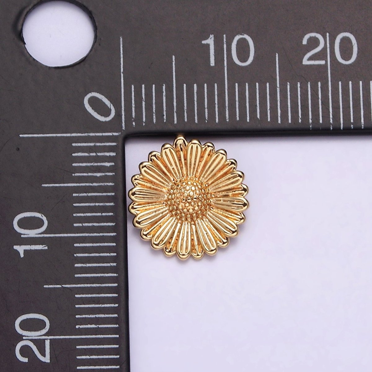 16K Gold Filled Sunflower Textured Round Pendant | AA603 - DLUXCA