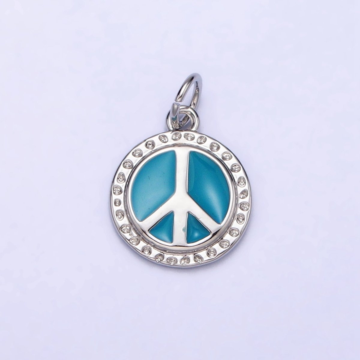 16K Gold Filled Teal Enamel Peace Symbol Round Add-On Charm | AC1284 AC1285 - DLUXCA