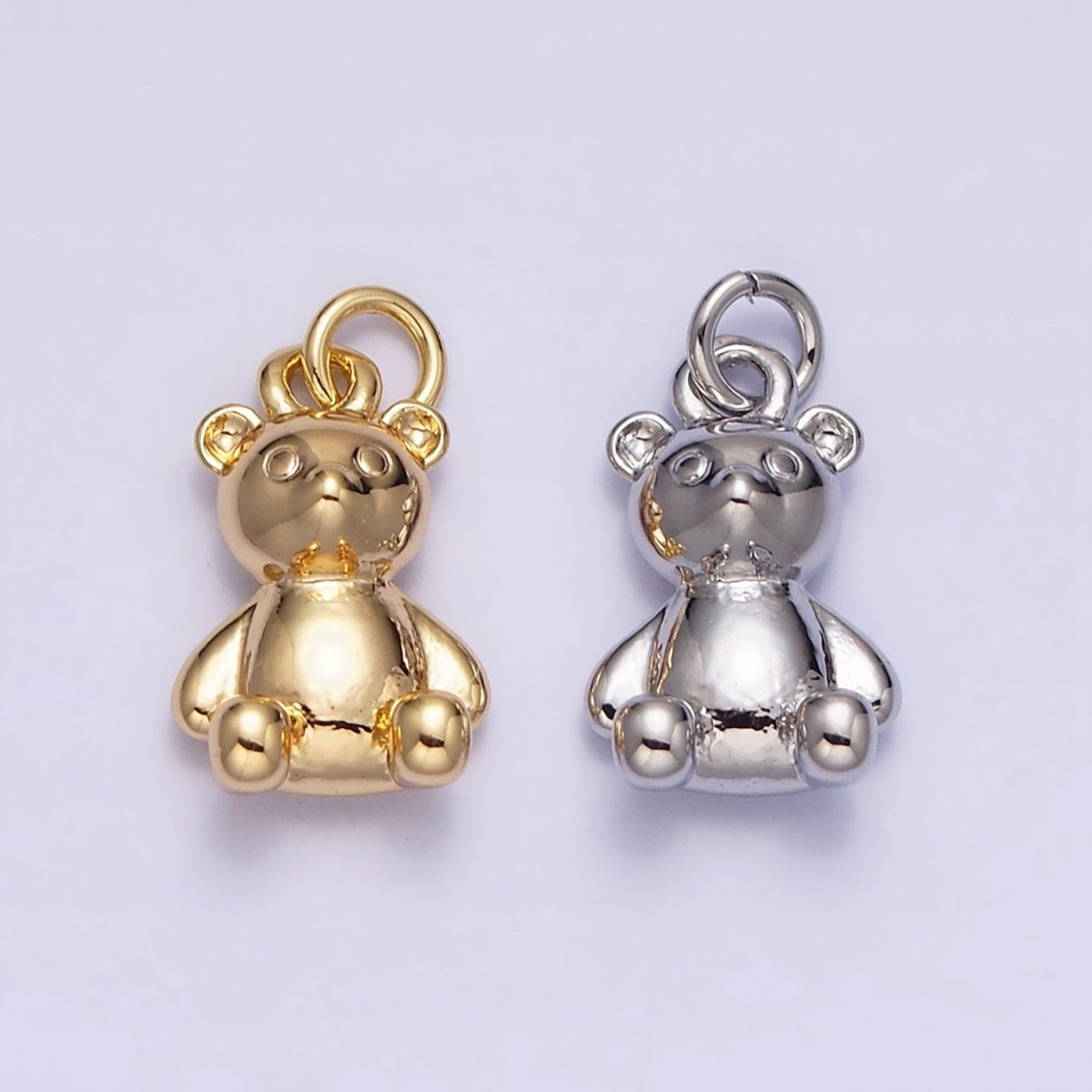 16K Gold Filled Teddy Bear Sitting Animal Add-On Charm in Gold & Silver | AC1294 AC1295 - DLUXCA