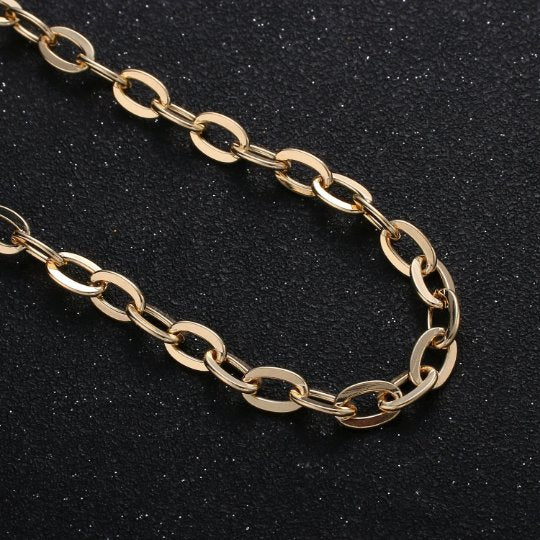 16K Gold Filled Thick Oval Cable Chain By Yard, Bold Cable Link Wholesale Chain Supply Component | ROLL-263 - DLUXCA