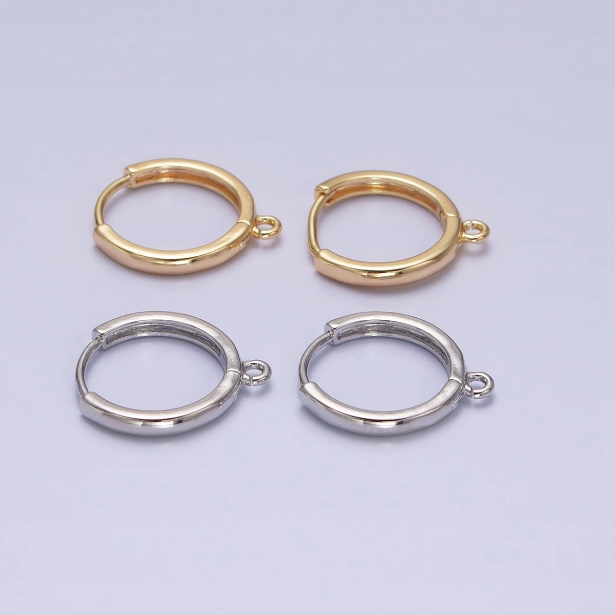 16K Gold Filled Thin 15.5mm Huggie Hoop Open Loop Earrings Supply in Silver & Gold | Z-210 Z-221 - DLUXCA
