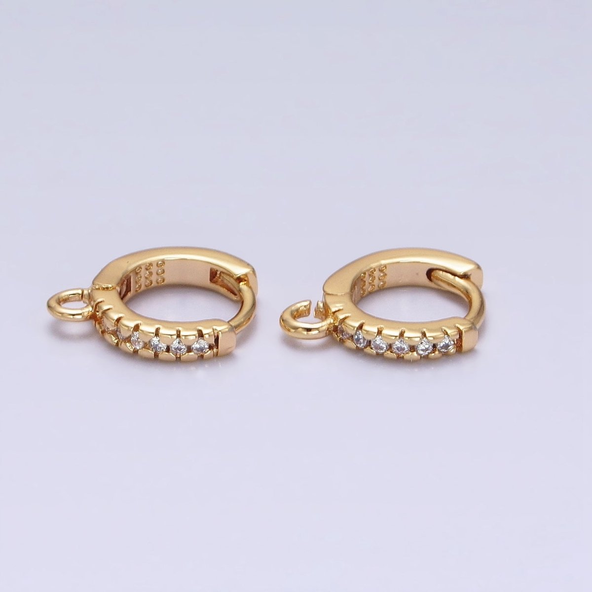 16K Gold Filled Thin Mini Clear Micro Paved CZ 10mm Cartilage Open Loop Huggie Earrings Supply In Gold & Silver | Z-220 Z-388 - DLUXCA