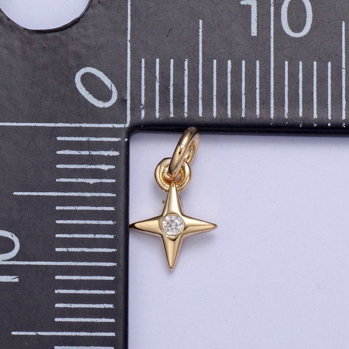 16k Gold Filled Tiny North Stars Charm Cubic Zirconia Charm in Gold micro Pave CZ Bright Stars Celestial Charm N-428 - DLUXCA