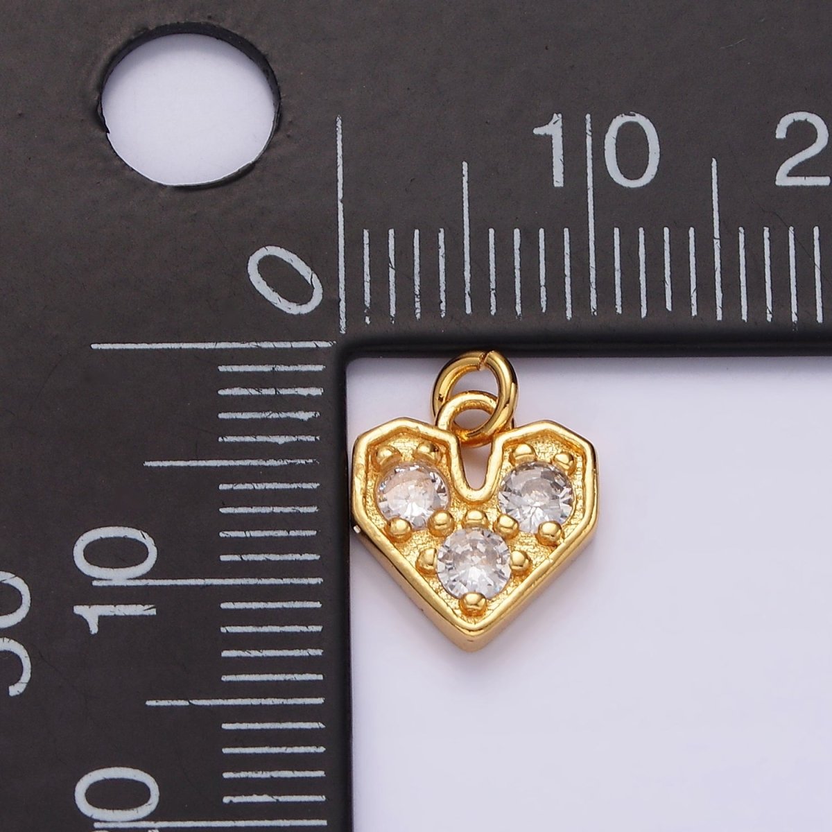 16K Gold Filled Triple Clear CZ Heart Add-On Charm | AC848 - DLUXCA