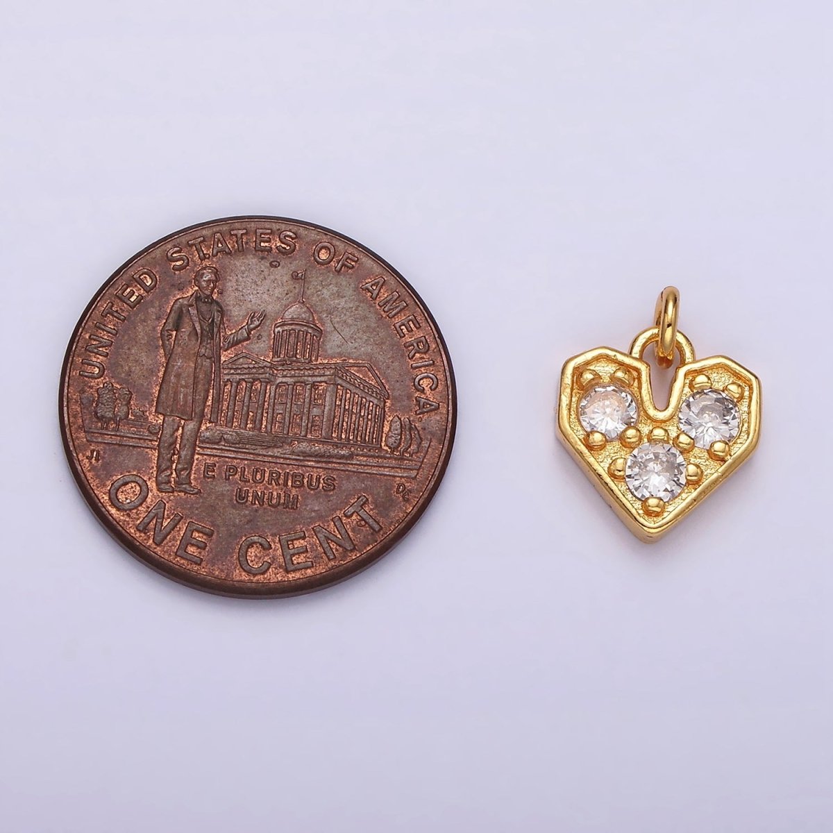 16K Gold Filled Triple Clear CZ Heart Add-On Charm | AC848 - DLUXCA