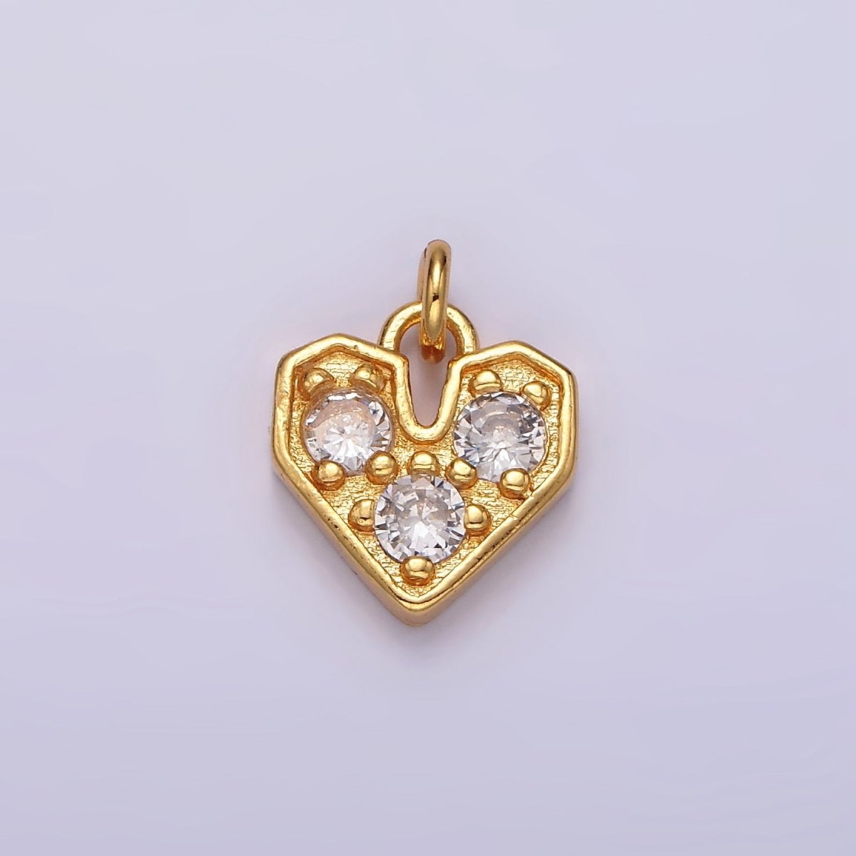 16K Gold Filled Triple Clear CZ Heart Add-On Charm | AC848 - DLUXCA