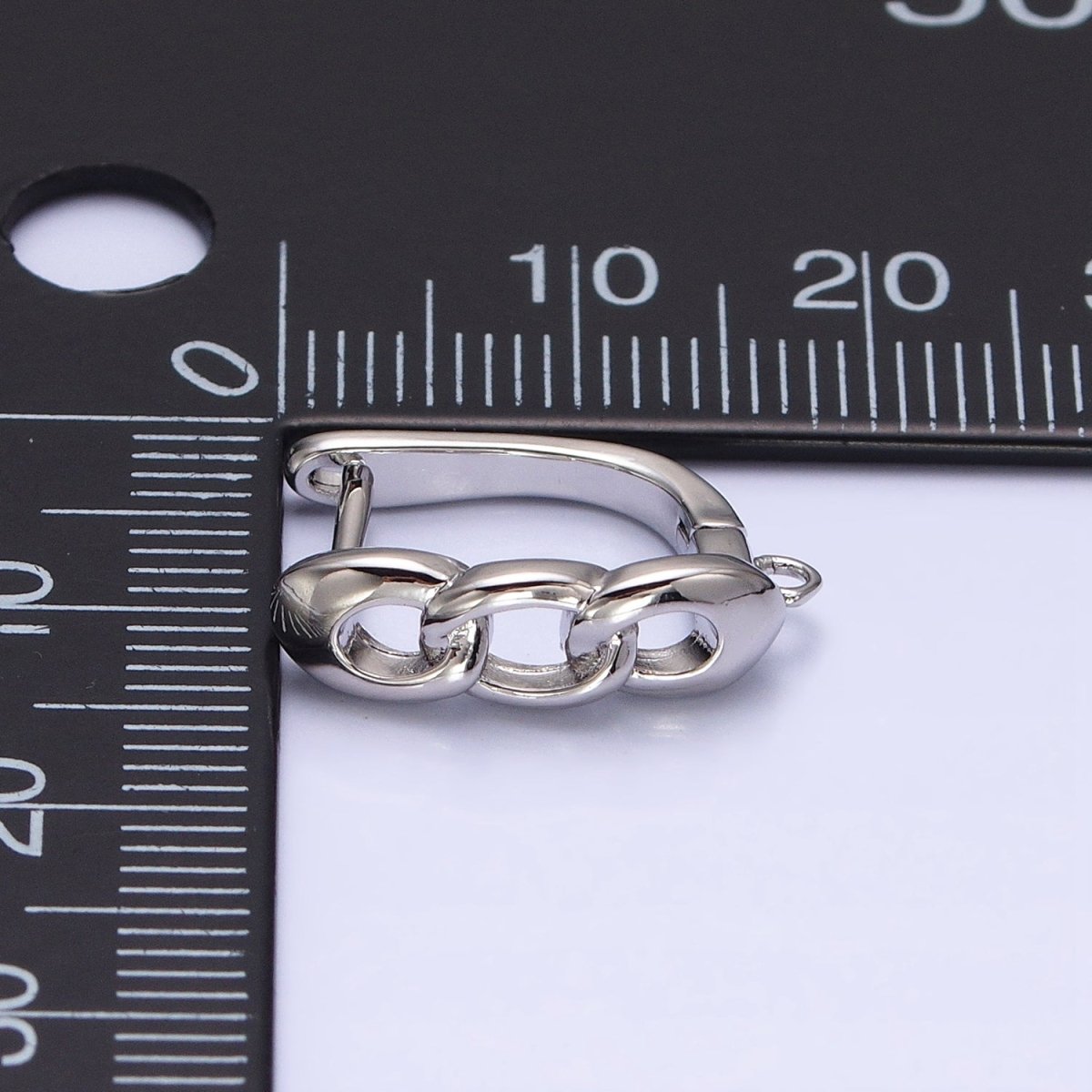 16K Gold Filled Triple Curb Link Open Loop English Lock Earrings Supply in Silver & Gold | Z-282 Z-375 - DLUXCA