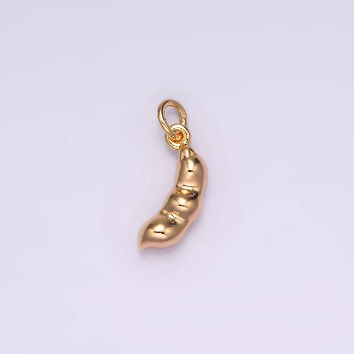 16K Gold Filled Triple Peapod Peanut Geometric Curved Minimalist Mini Add-On Charm | AG108 - DLUXCA