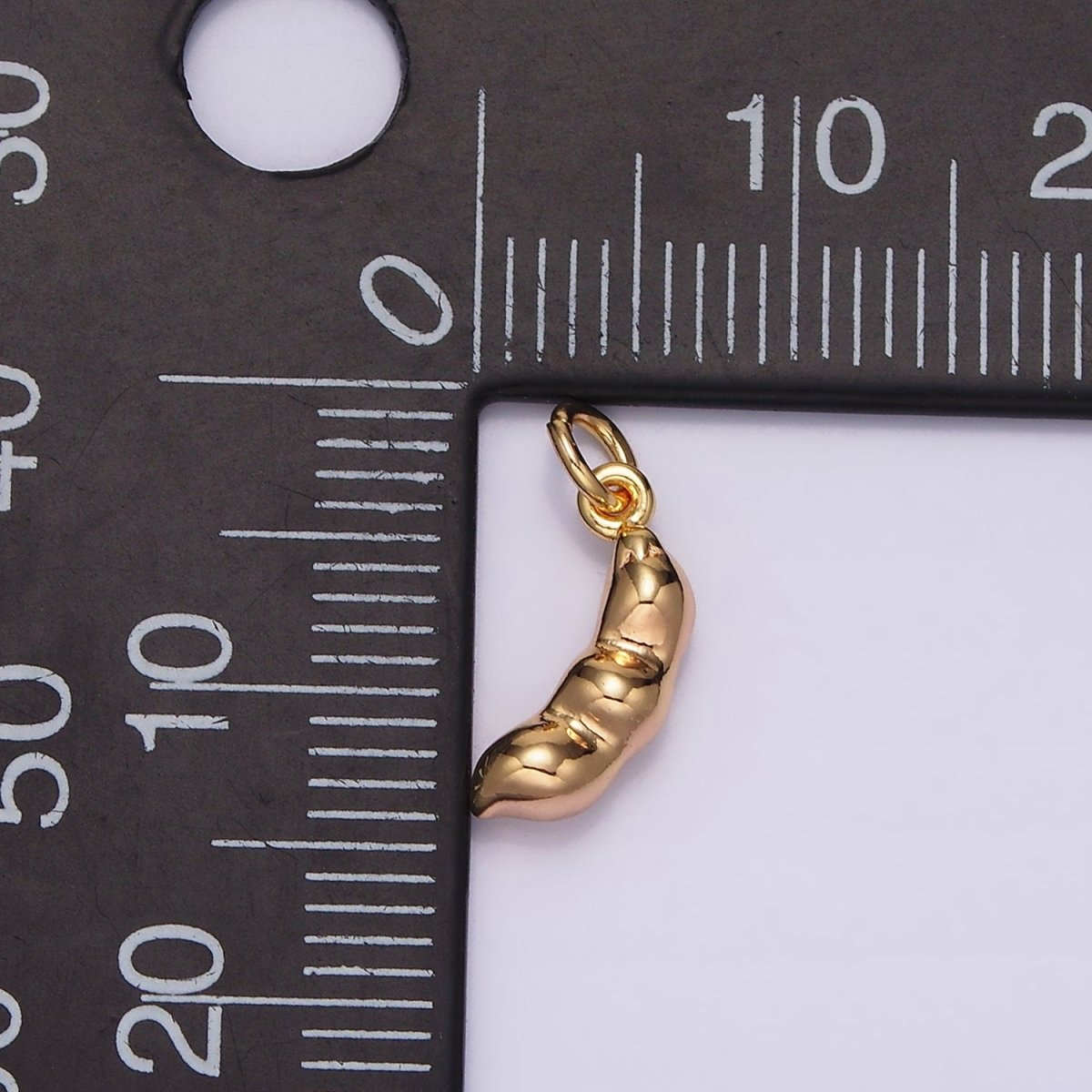 16K Gold Filled Triple Peapod Peanut Geometric Curved Minimalist Mini Add-On Charm | AG108 - DLUXCA