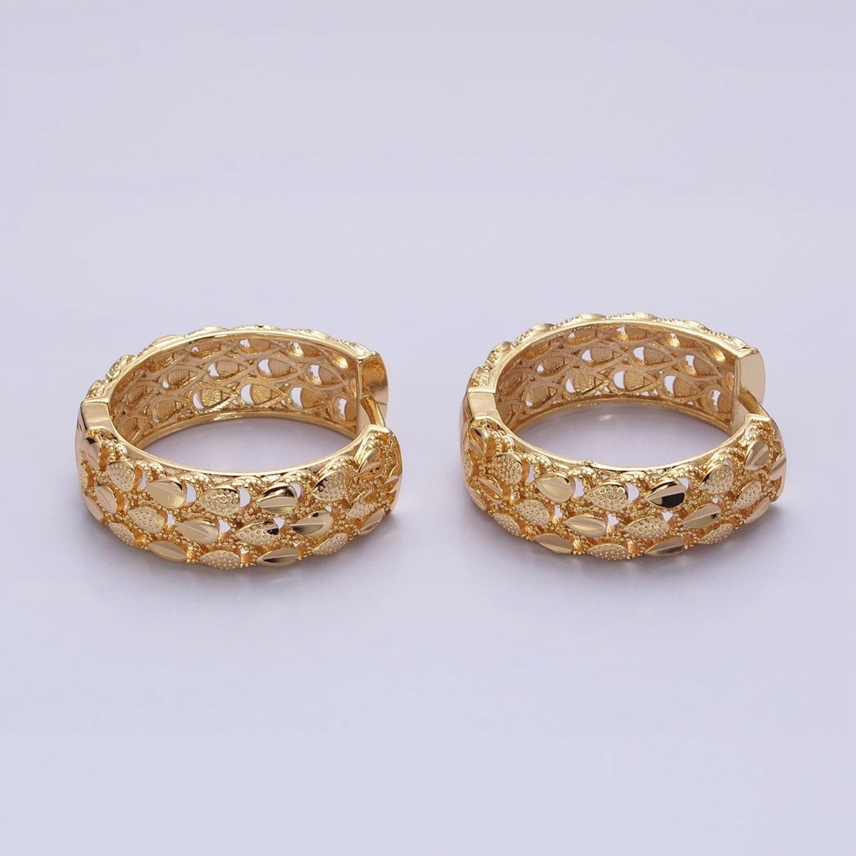 16K Gold Filled Triple Teardrop Textured 28mm Hoop Earrings in Gold & Silver | AB1557 AB1558 - DLUXCA