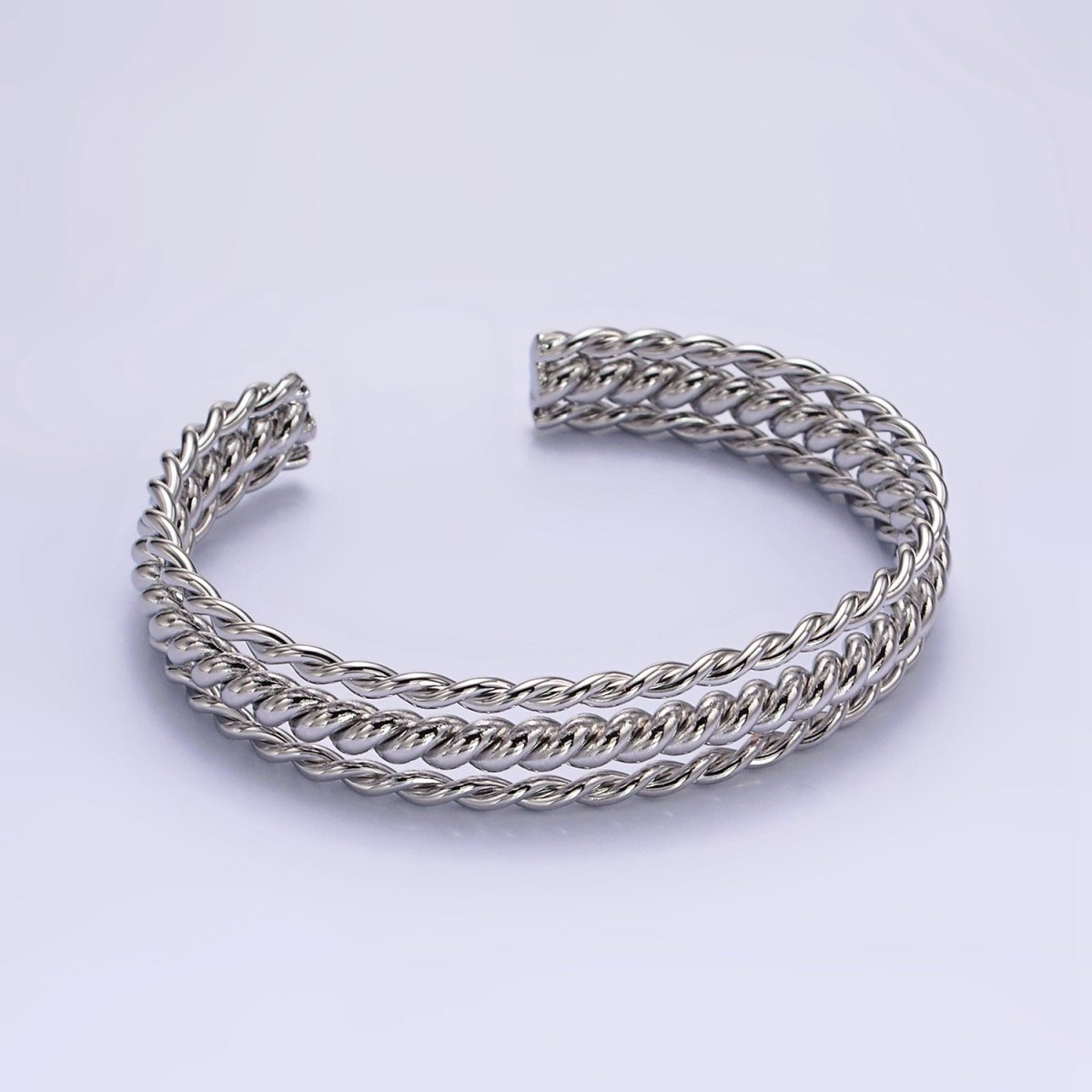 16K Gold Filled Triple Twisted Rope Cuff Bangle Bracelet in Gold & Silver | WA-1918 WA-1919 Clearance Pricing - DLUXCA