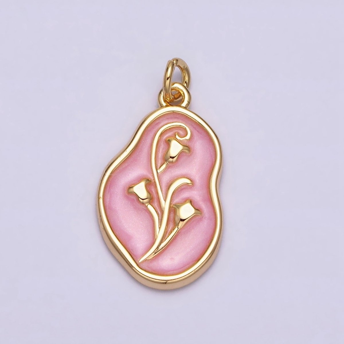 16K Gold Filled Tulip April Birth Flower White, Pink, Blue Sparkly Enamel Abstract Charm | AC1117 - AC1122 - DLUXCA