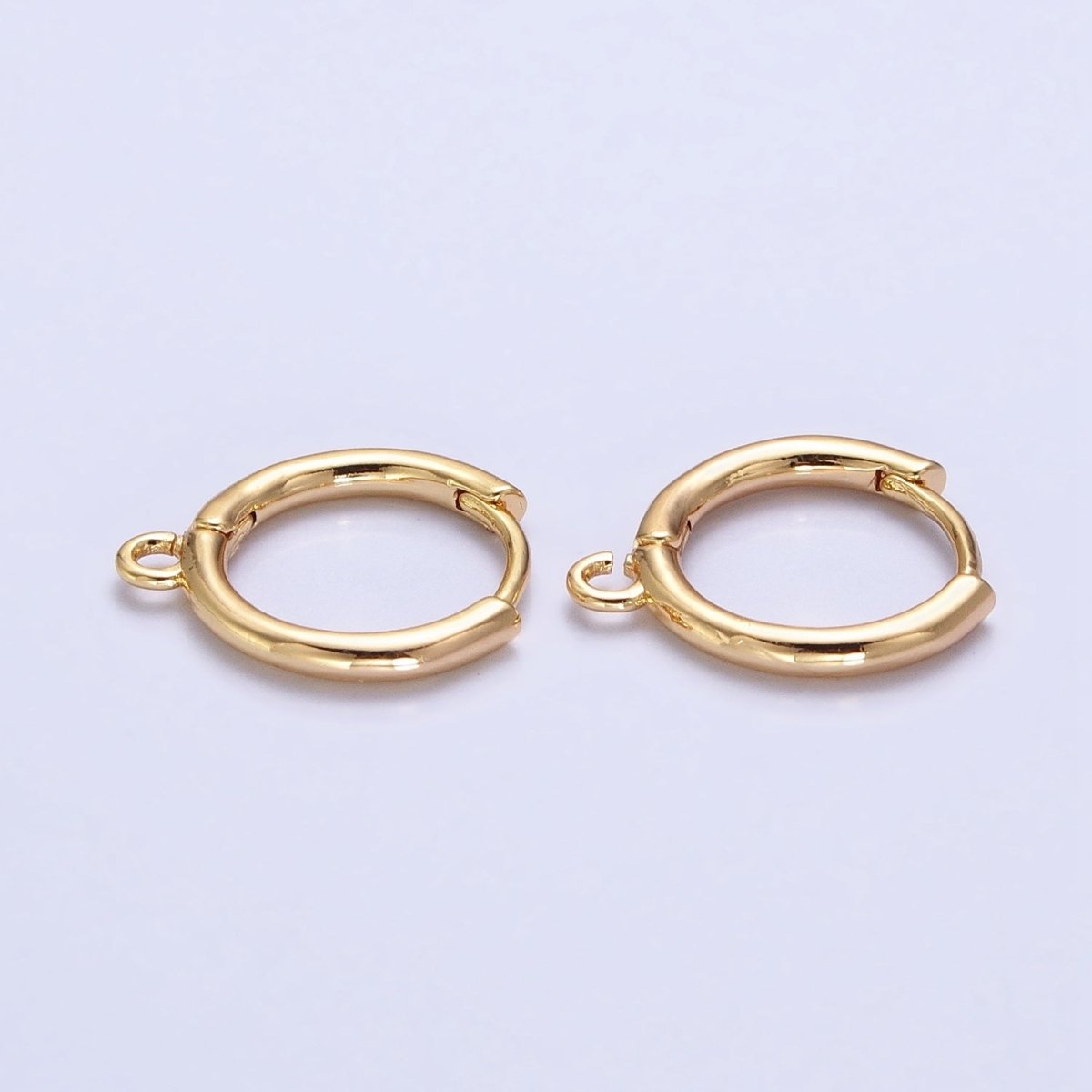 16K Gold Filled Twist Edge Geometric Open Loop 12mm Huggie Earrings in Gold & Silver | Z-326 Z-327 - DLUXCA