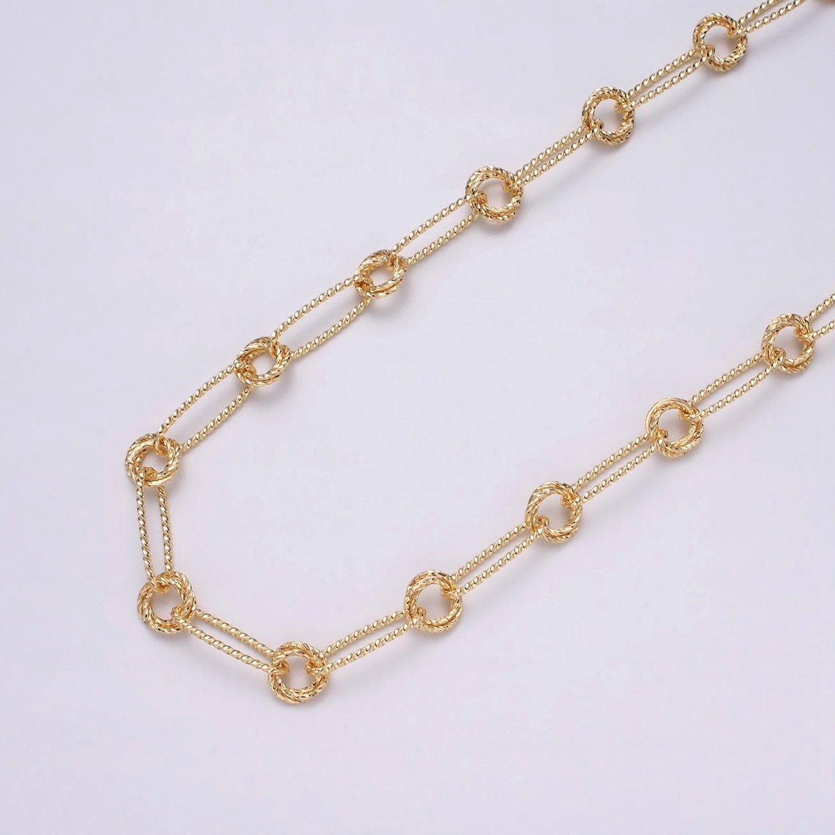 16K Gold Filled Twisted Paperclip Double Rolo Link Unique Unfinished Chain by Yard in Gold & Silver | ROLL-1219 ROLL-1220 Clearance Pricing - DLUXCA