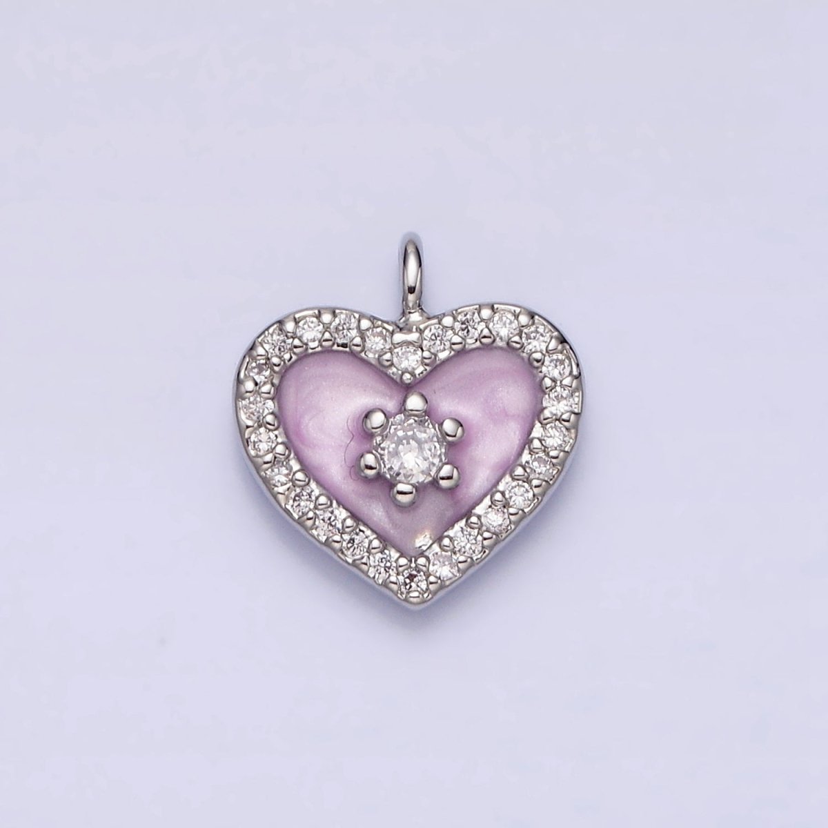 16K Gold Filled White, Black, Pink Enamel Micro Paved CZ Heart Charm in Gold & Silver | AC1300 - AC1305 - DLUXCA