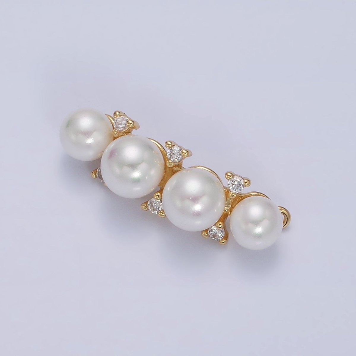 16K Gold Filled White Pearl Lined Curve Connector in Gold & Silver | AA-1084 AA-1085 - DLUXCA