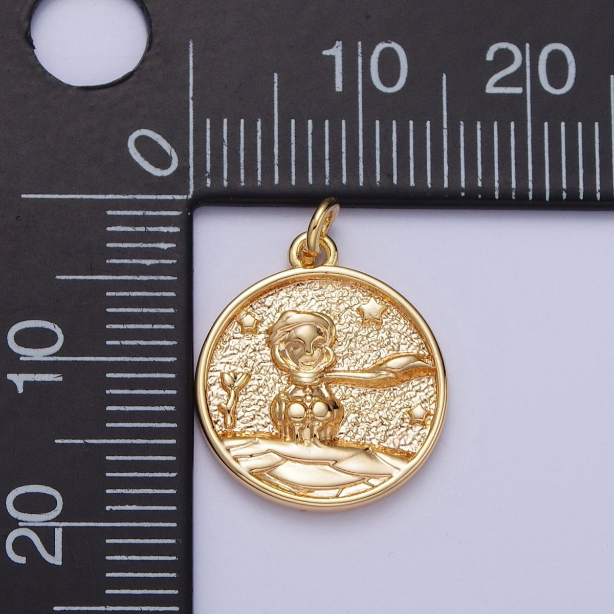 16K Gold Filled Winter Boy in the Snowy Starry Night Coin Charm | A-901 - DLUXCA