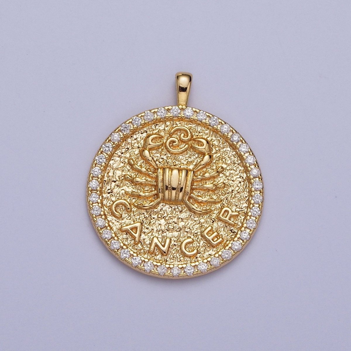 16K Gold Filled Zodiac Sign Astrology Personalized Birthday Micro Paved CZ Charms Pendants Medallion A-1106~A-1117 - DLUXCA