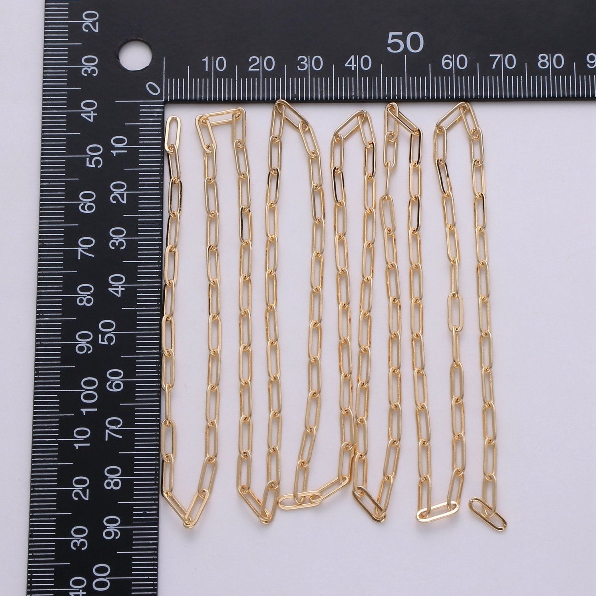 16k Gold Plated Paperclip Chain Necklace Paper Clip Chain 7x2mm by yard Lead, Nickel Free Unfinished Link Chain | ROLL-254 Clearance Pricing - DLUXCA