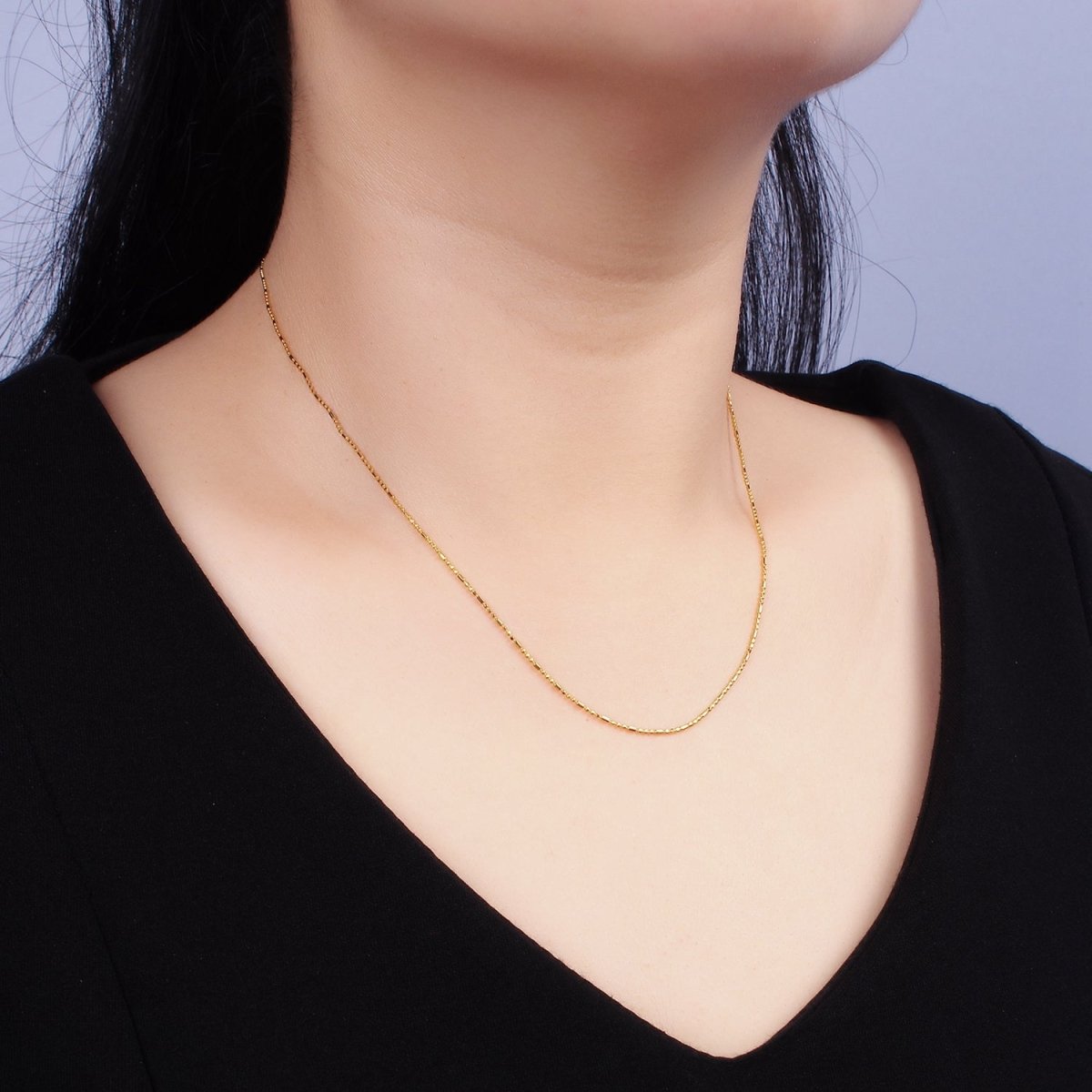 16K Gold Vermeil S925 Sterling Silver 0.9mm Dainty Bead Tube 15.5 Inch Choker Chain Necklace | WA-1948 Clearance Pricing - DLUXCA