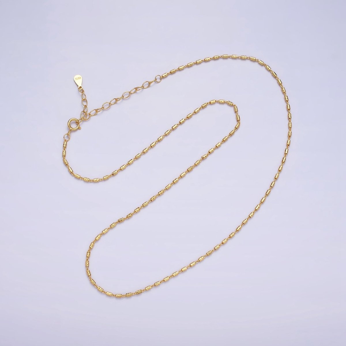 16K Gold Vermeil S925 Sterling Silver 1.3mm Dainty Tube 15.5 Inch Chain Necklace | WA-1952 Clearance Pricing - DLUXCA