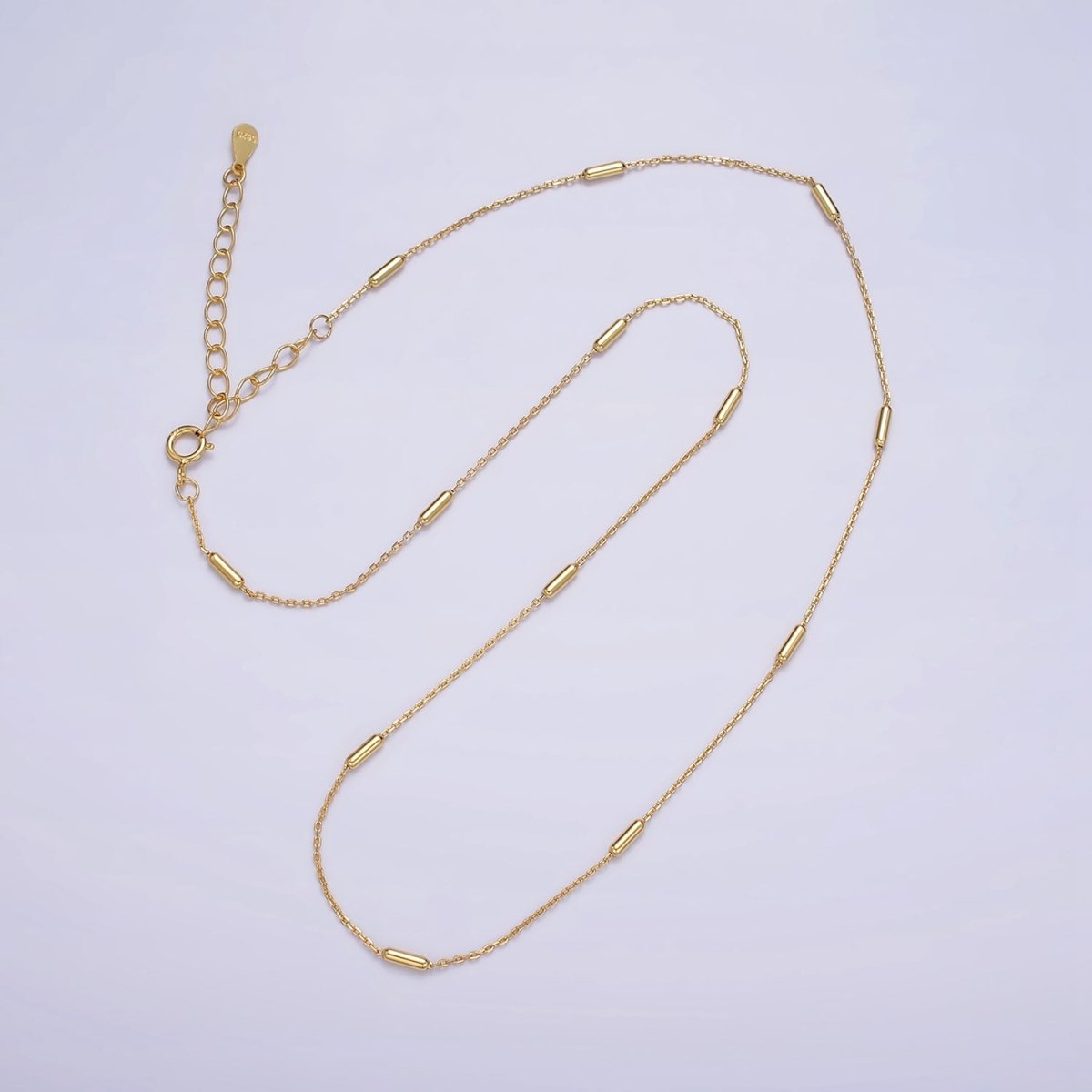 16K Gold Vermeil S925 Sterling Silver 1.6mm Tube Satellite 15.5 Inch Choker Chain Necklace | WA-1953 Clearance Pricing - DLUXCA