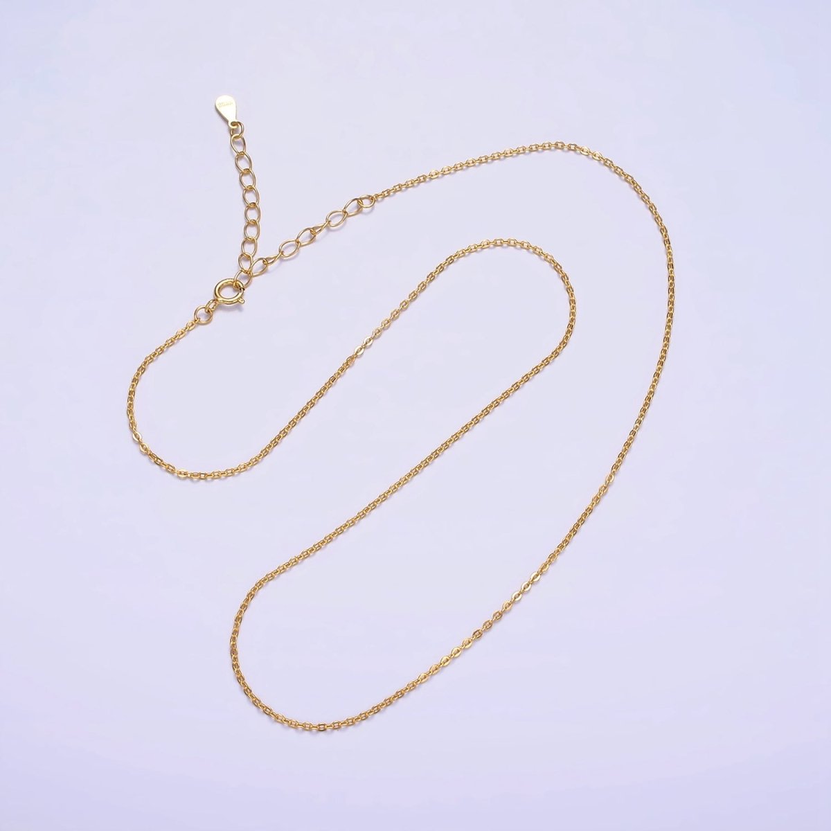16K Gold Vermeil S925 Sterling Silver 1mm Dainty Cable 15.5 Inch Chain Necklace | WA-1957 Clearance Pricing - DLUXCA