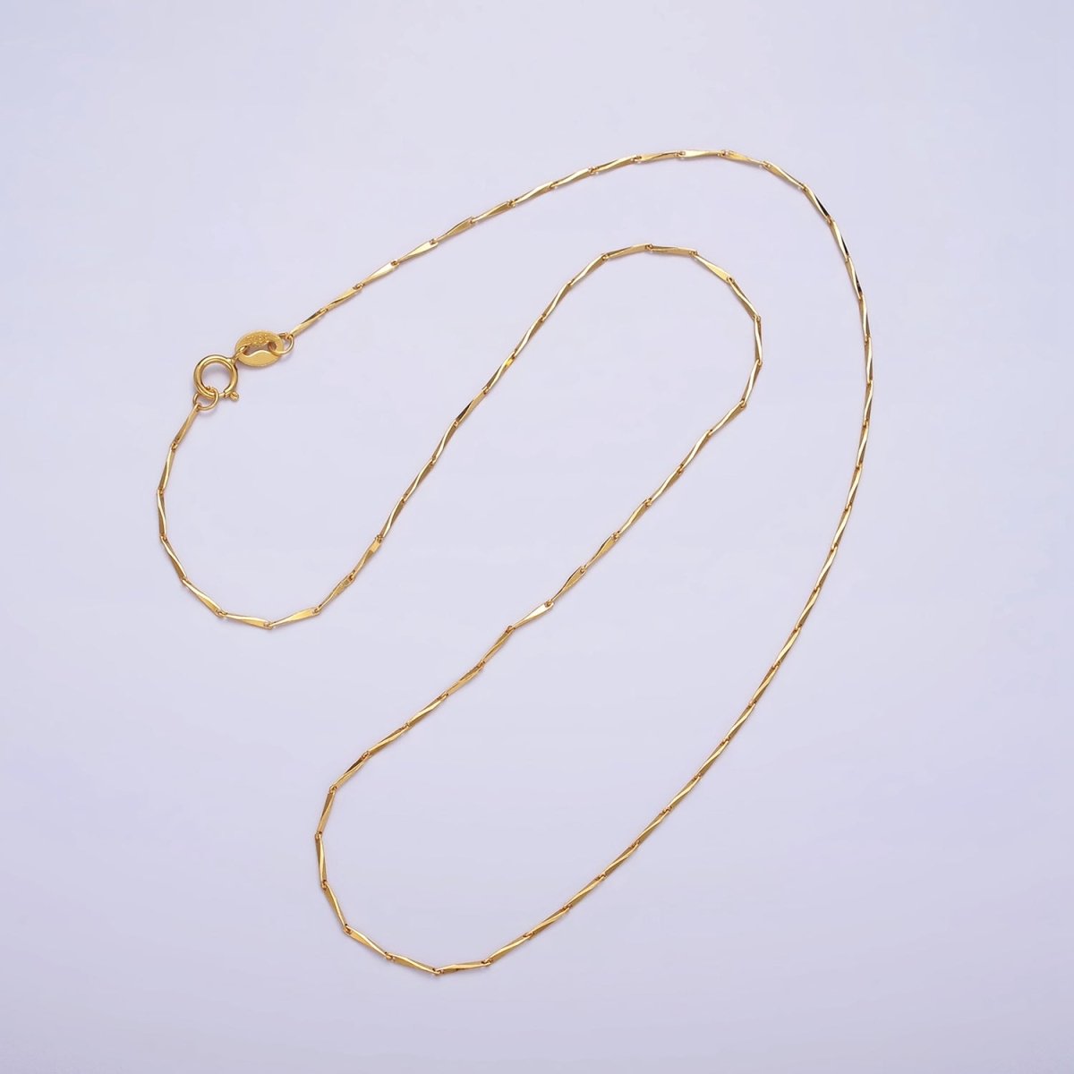 16K Gold Vermeil S925 Sterling Silver 1mm Dainty Horseshoe Barleycorn Unique 16 Inch Chain Necklace | WA-1958 Clearance Pricing - DLUXCA