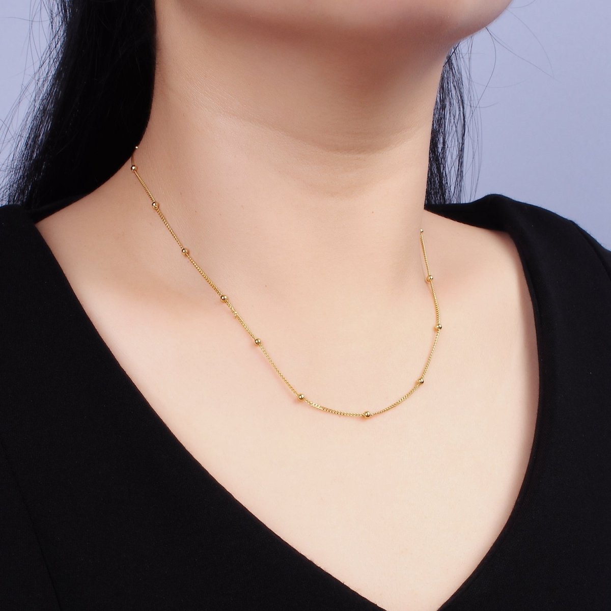 16K Gold Vermeil S925 Sterling Silver 2.3mm Satellite 15.5 Inch Choker Chain Necklace | WA-1951 Clearance Pricing - DLUXCA