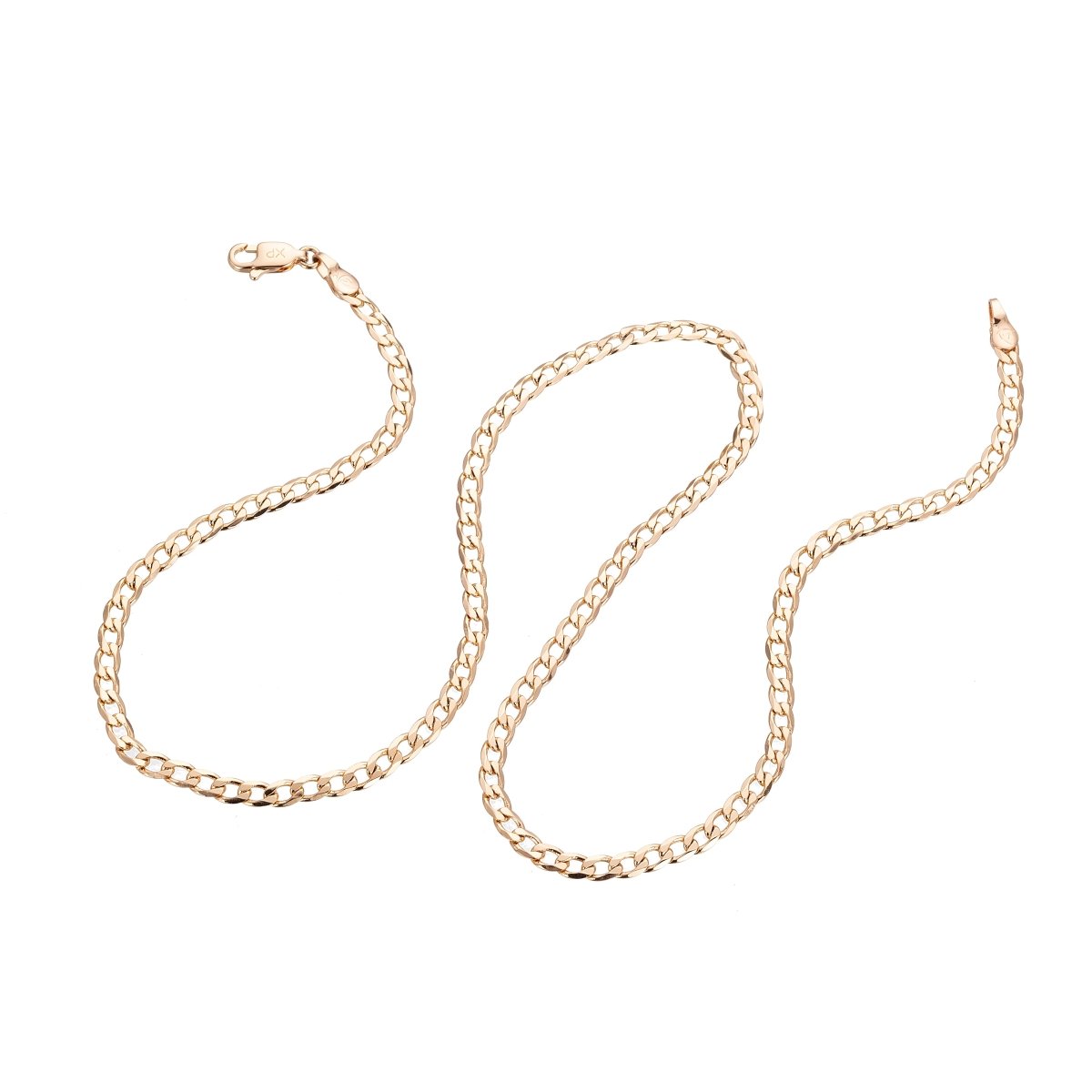 17 inch Curb Chain Necklace, 18K Gold Plated Curb Finished Necklace Chain For Jewelry Making, Dainty 2mm Curb Necklace w/Lobster Clasps | CN-284 Clearance Pricing - DLUXCA