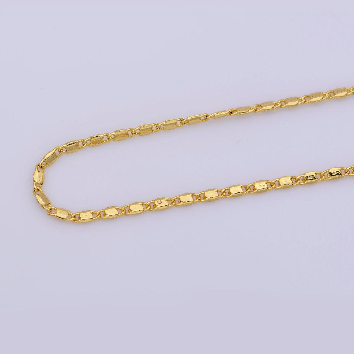 17 inch Scroll Necklace, 24K Gold Plated Finished Chain For Jewelry Making, Dainty 2mm Unique Necklace w/ Spring Ring | CN-332 Clearance Pricing - DLUXCA