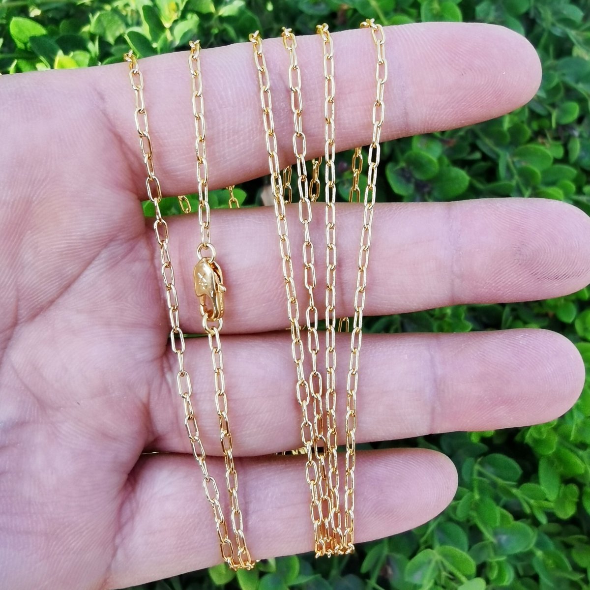17'' Ready to Use 24K Gold Filled Thin Paper Clip Cable Necklace Chain, Layering Cable Chain Dainty Necklace, For Pendant Charm Necklace Making | WA-744 Clearance Pricing - DLUXCA