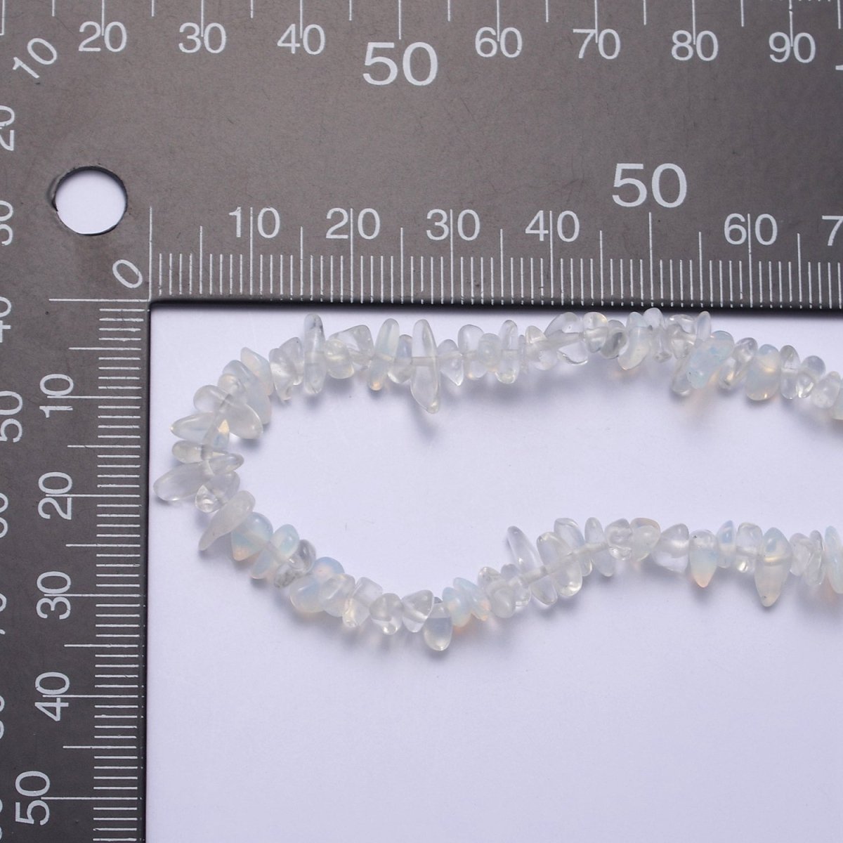 17.2 Inch Natural Clear White Opalite Crystal Stone Bead Necklace with 2" Extender | WA-645 Clearance Pricing - DLUXCA