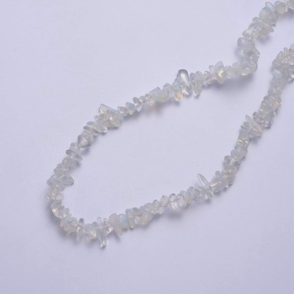 17.2 Inch Natural Clear White Opalite Crystal Stone Bead Necklace with 2" Extender | WA-645 Clearance Pricing - DLUXCA