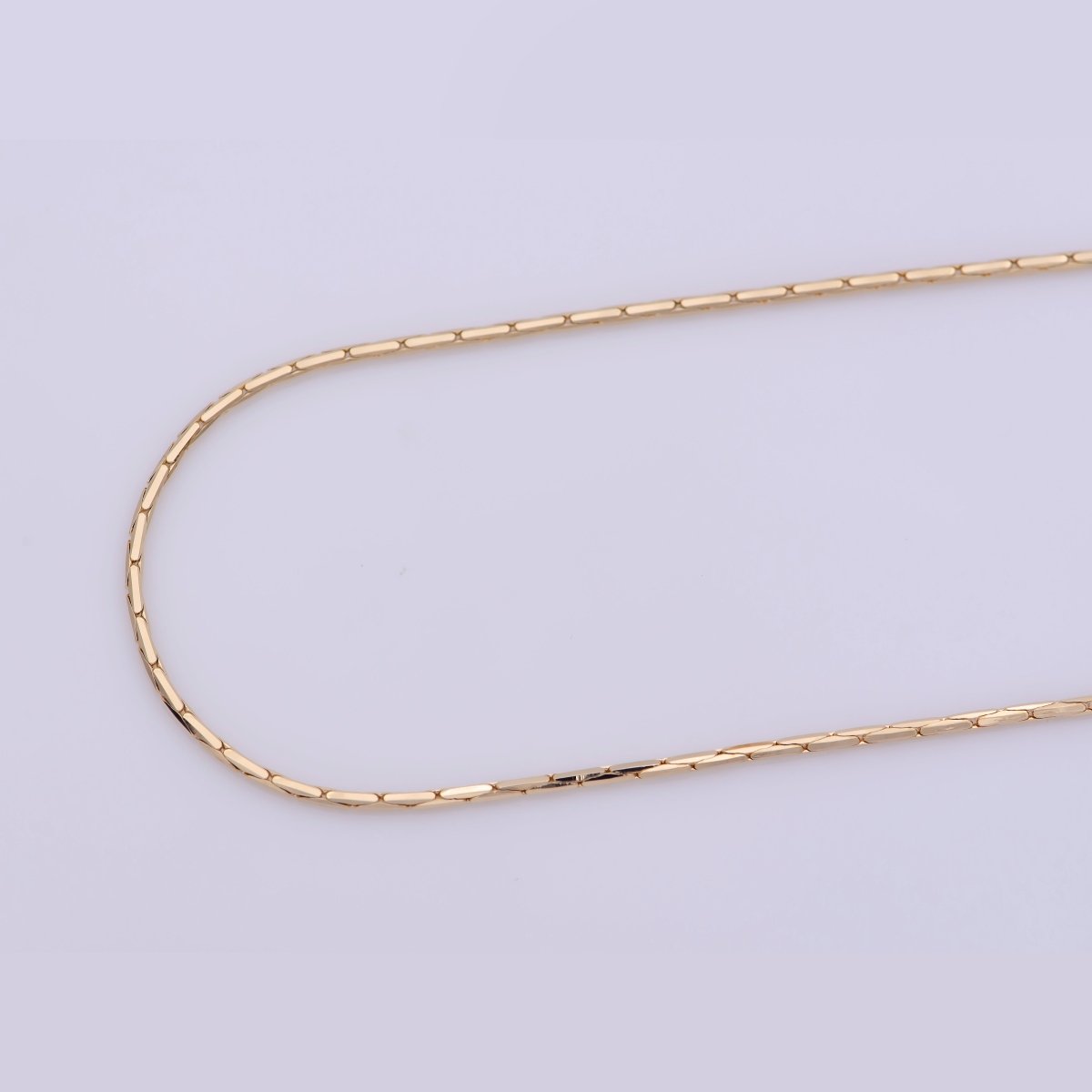 17.5 inch, 23.5 Beading Crimpable Chain Necklace, 18K Gold Plated Designed Finished Chain For Jewelry Necklace Making, Dainty 1.2mm Designed Necklace w/ Spring Ring | CN-389 CN-390 Clearance Pricing - DLUXCA