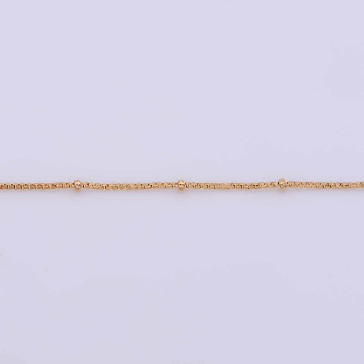 17.5 inch Box Chain Necklace, 18K Gold Plated Box Finished Chain For Jewelry Necklace Making, Dainty 1.9m Box Necklace w/ Spring Ring | CN-382 Clearance Pricing - DLUXCA