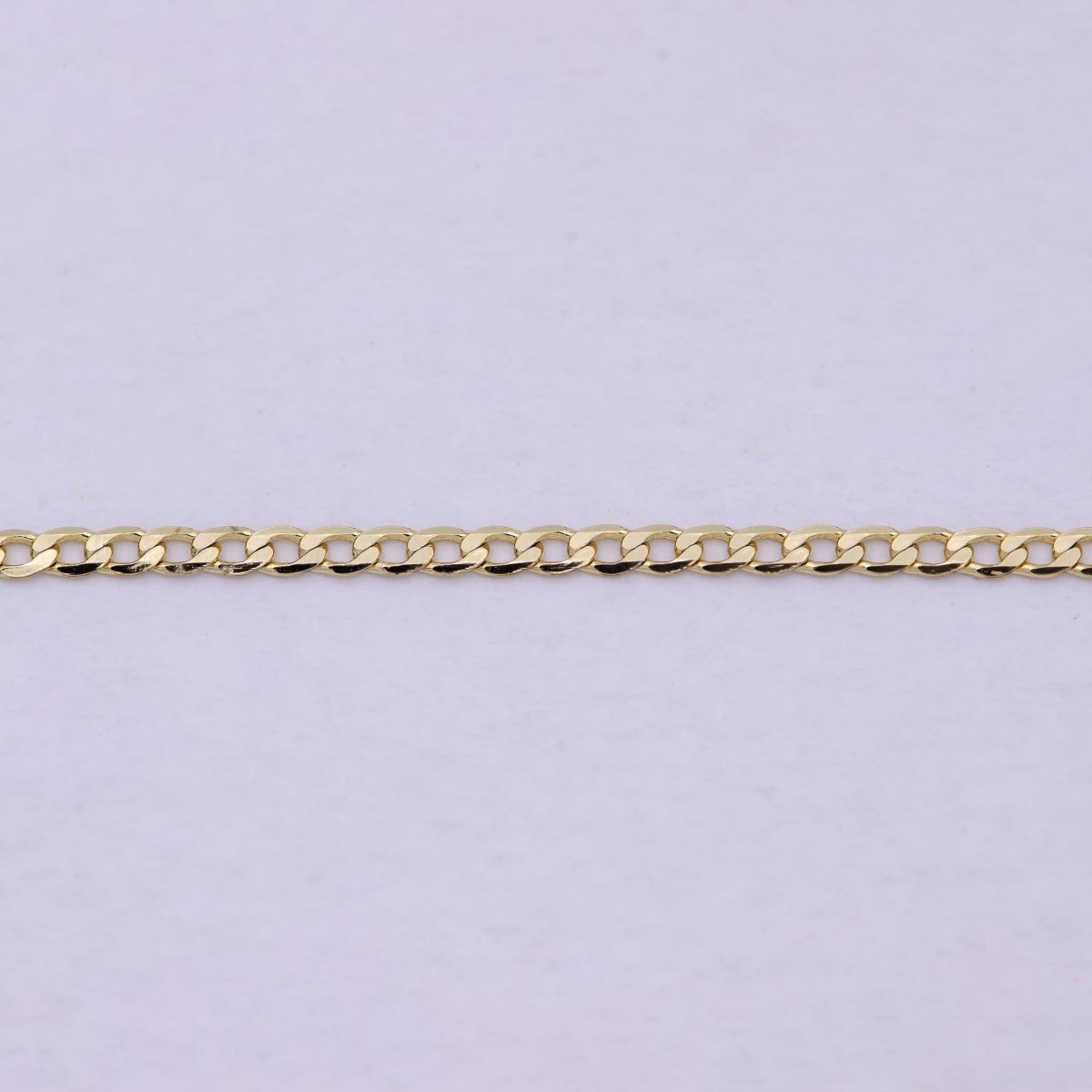 17.5 Inch Curb Figaro Finished Chain, Dainty 2mm 14K Gold Plated Necklace with Lobster Clasps | WA-623 Clearance Pricing - DLUXCA