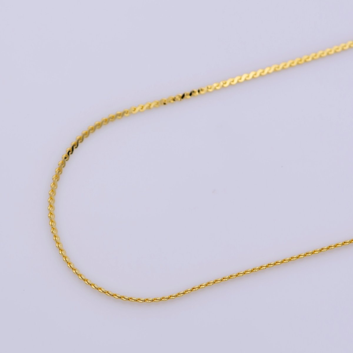17.5 inch Designed Chain Necklace, 24K Gold Plated Designed Finished Chain For Jewelry Making, Dainty 1.4mm Designed Necklace w/ Spring Ring | CN-363 Clearance Pricing - DLUXCA