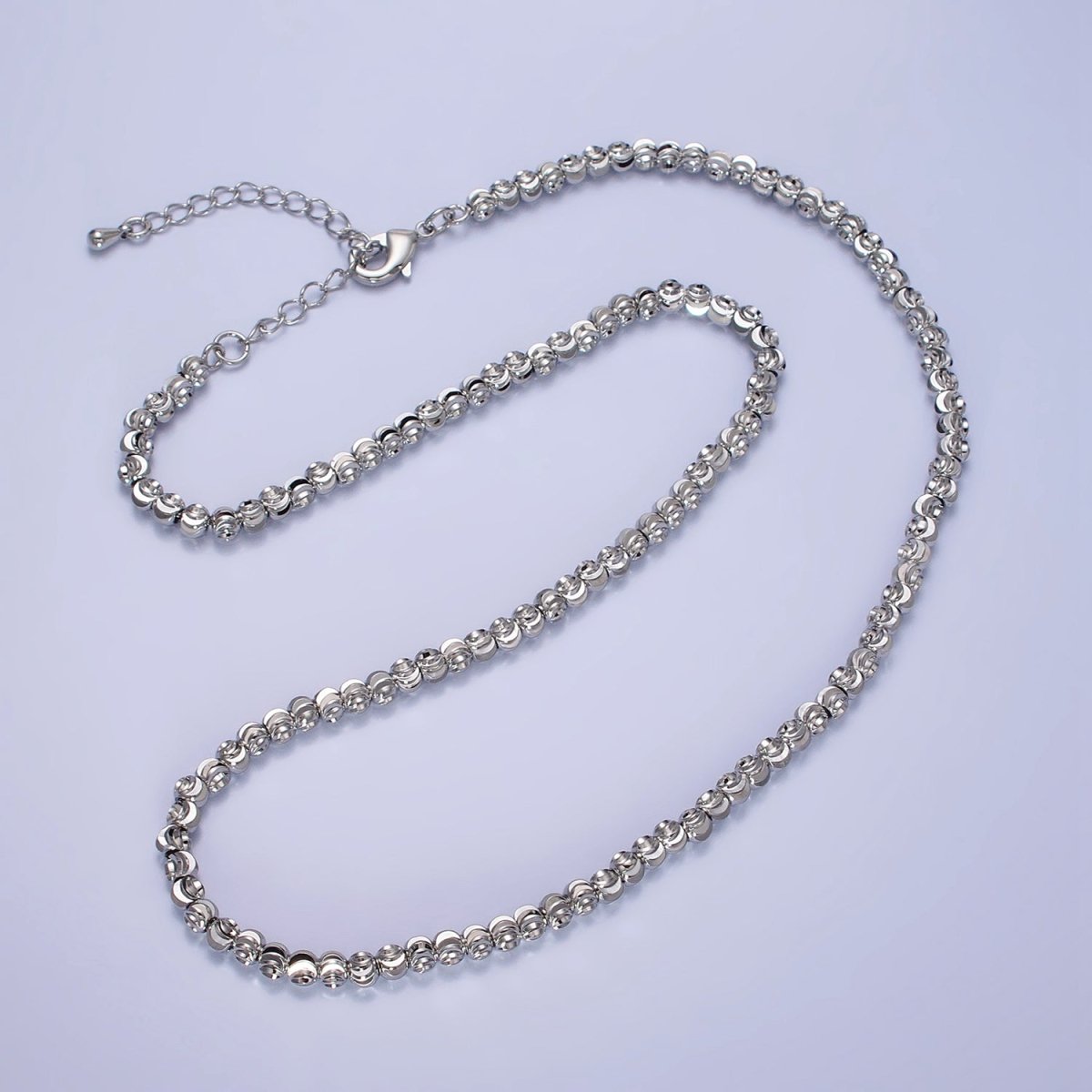 17.5 Inch Gold, Silver 3.5mm, 2.5mm Sparkling Moon Cut Ball Bead Chain Necklace | WA-1568 - WA-1571 Clearance Pricing - DLUXCA