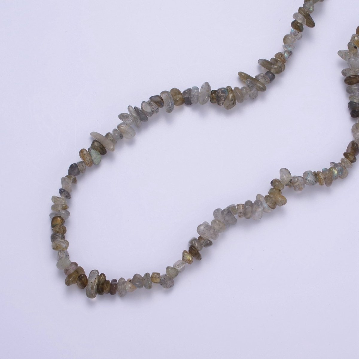 17.5 Inch Natural Dark Labradorite Crystal Chip Stone Bead Necklace with 2" Extender | WA-642 Clearance Pricing - DLUXCA