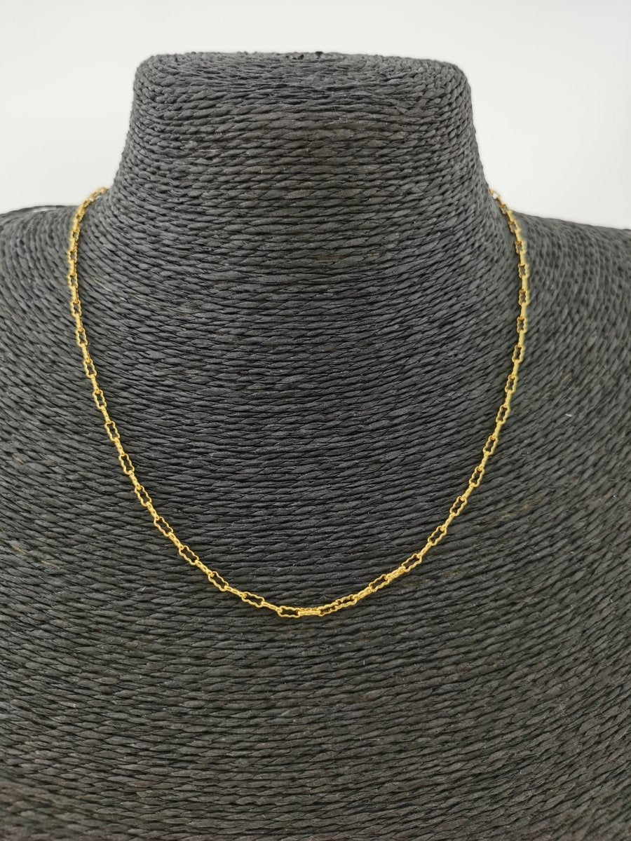 17.5 inch Peanut Crinkle Fancy Chain Necklace, 24K Gold Filled Designed Necklace For Jewelry Making, Dainty 2.4mm Designed Necklace w/ Spring Ring | CN-379 Clearance Pricing - DLUXCA