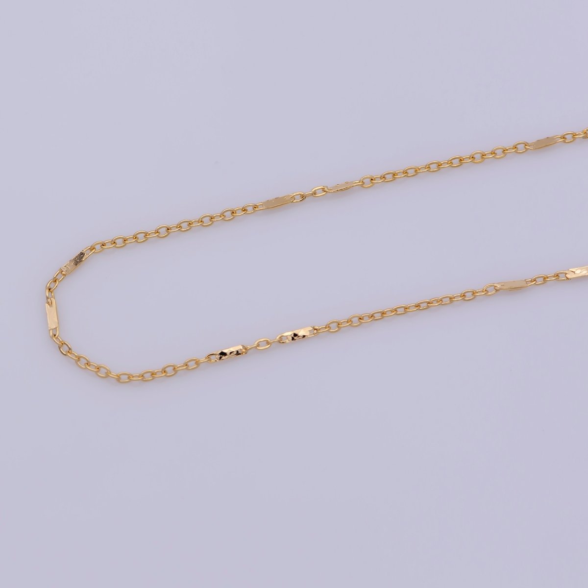 17.5 inch Rolo Chain Necklace, 18K Gold Plated Rolo Finished Chain For Jewelry Making, Dainty 1.2mm Rolo Necklace w/ Spring Ring | CN-323 Clearance Pricing - DLUXCA