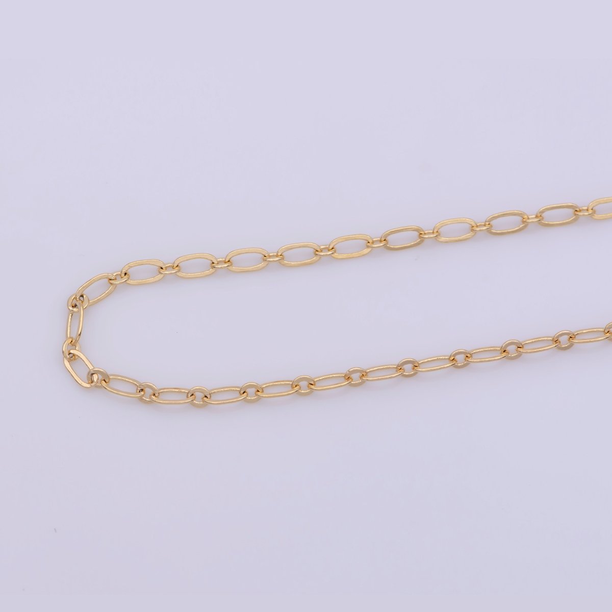17.5 inch Rolo Chain Necklace, 18K Gold Plated Rolo Finished Chain Necklace For Jewelry Making, Dainty 2.5mm Rolo Necklace w/ Spring Ring | CN-367 - DLUXCA